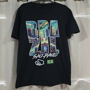 Gilban Brazil Sao Paulo Graphic T-Shirt - Black Round Neck Mens L